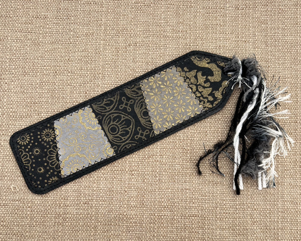 Patchwork Bookmark - Black