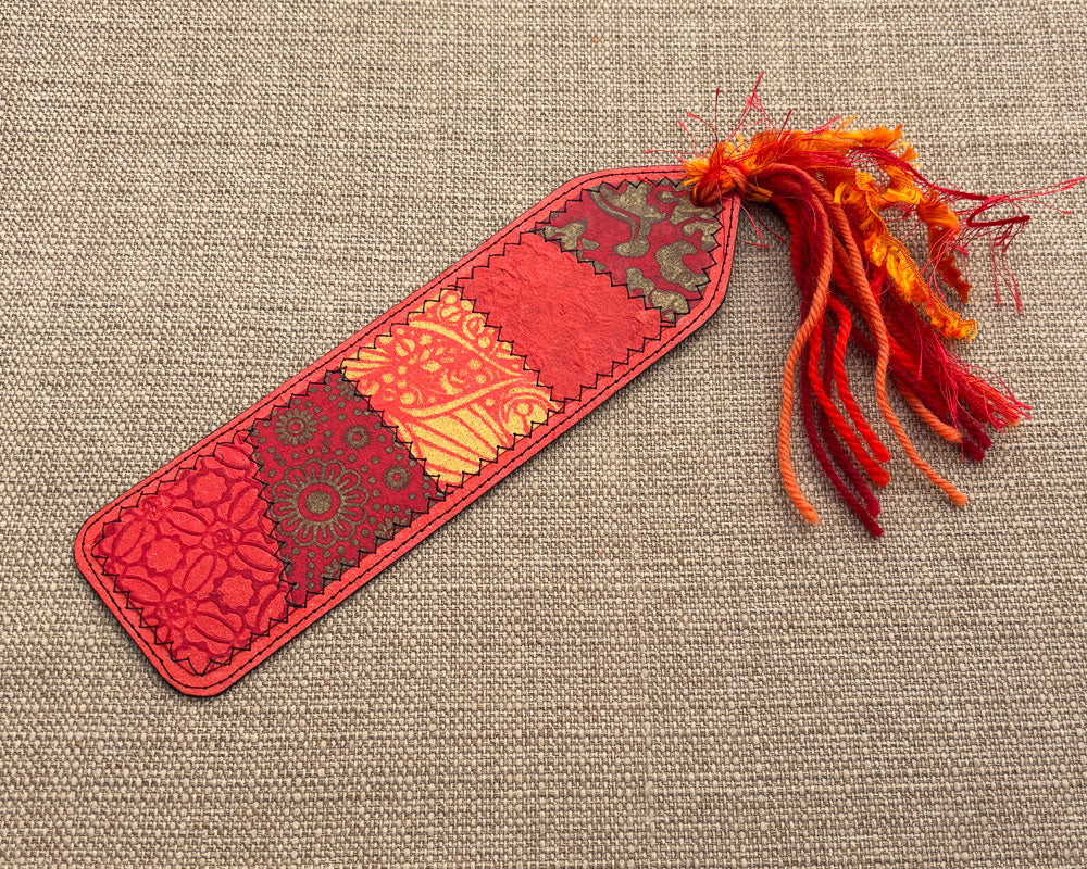 Patchwork Bookmark Red