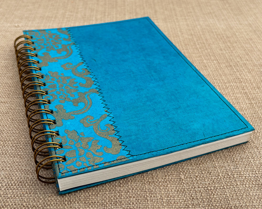 handmade turquoise and gold spiral notebook