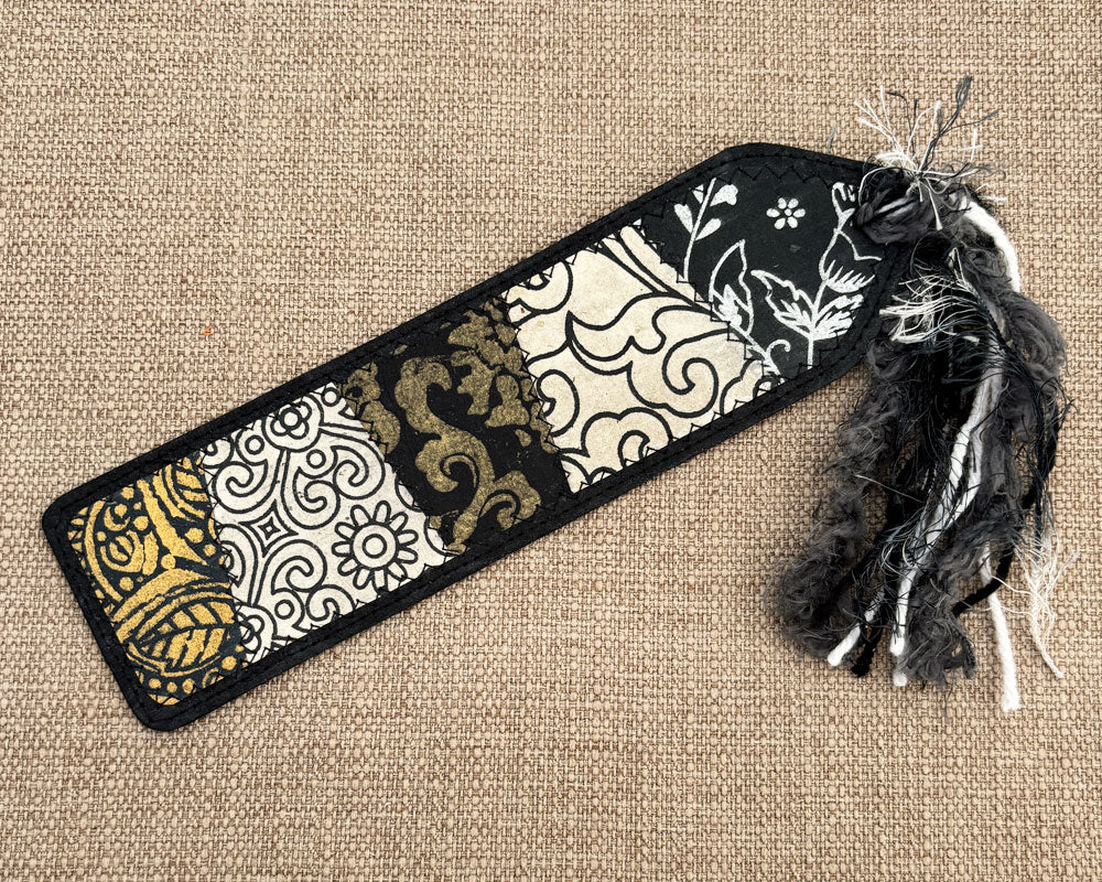 Patchwork Bookmark - Black