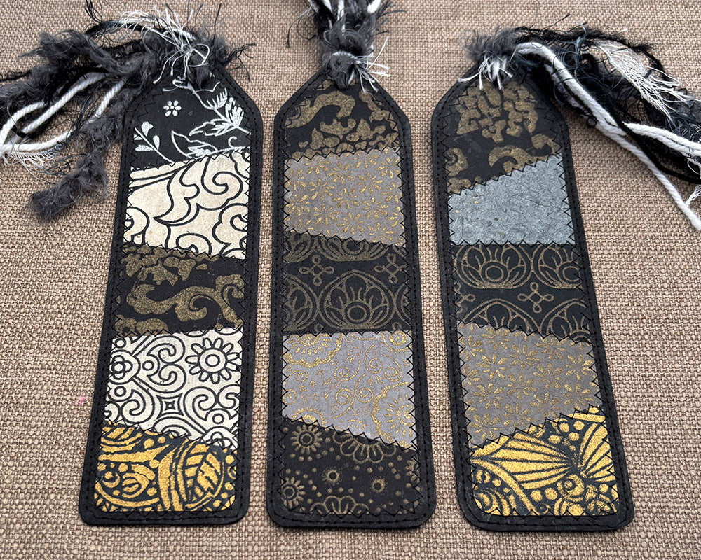 Patchwork Bookmark - Black
