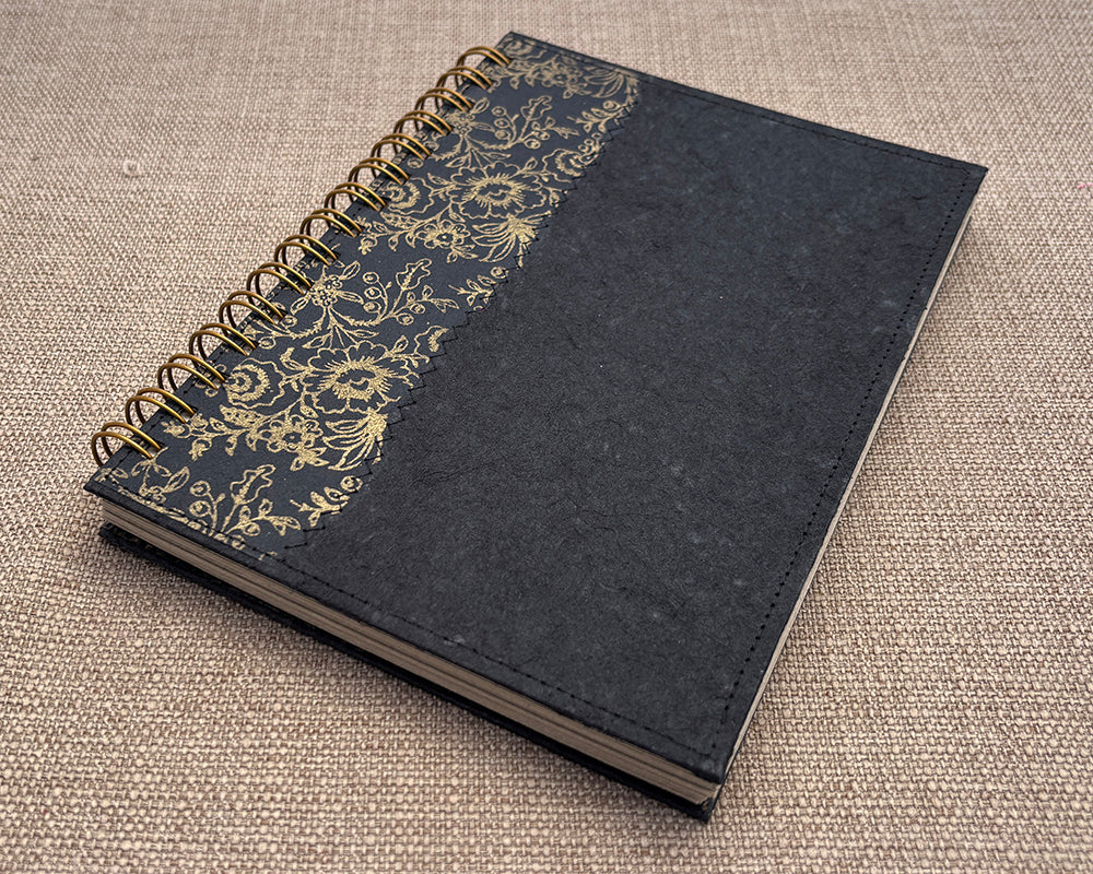 A5 Notebook Black Floral