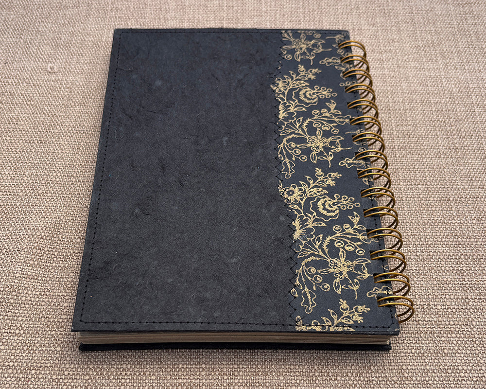 A5 Notebook Black Floral