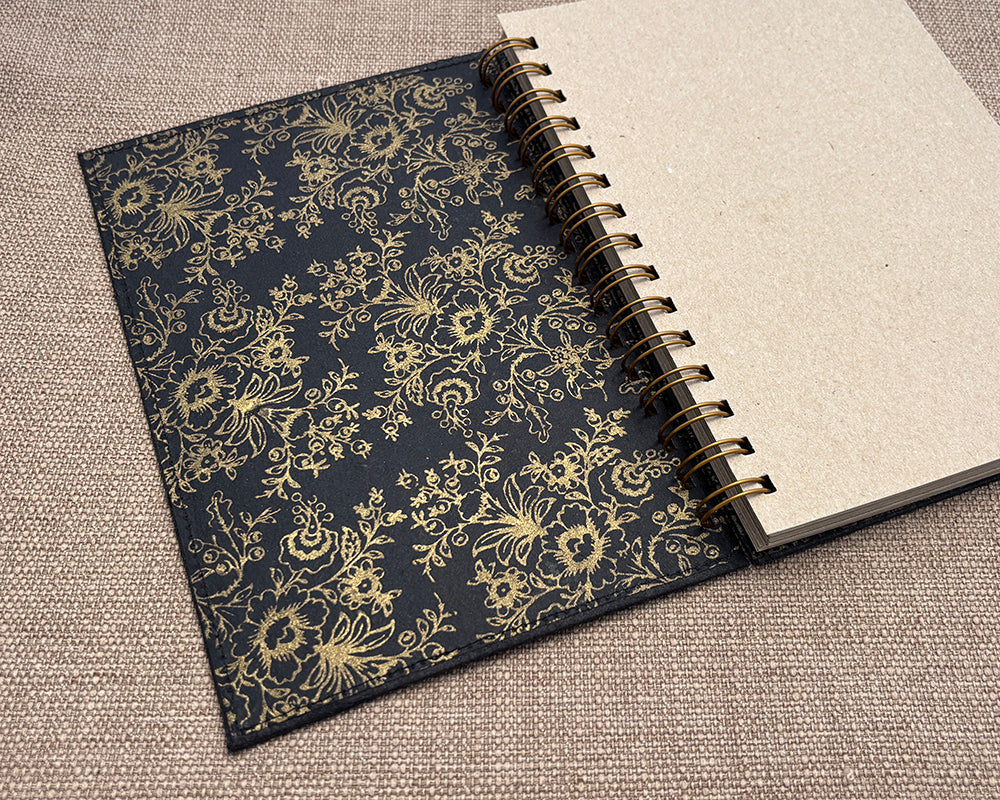 A5 Notebook Black Floral