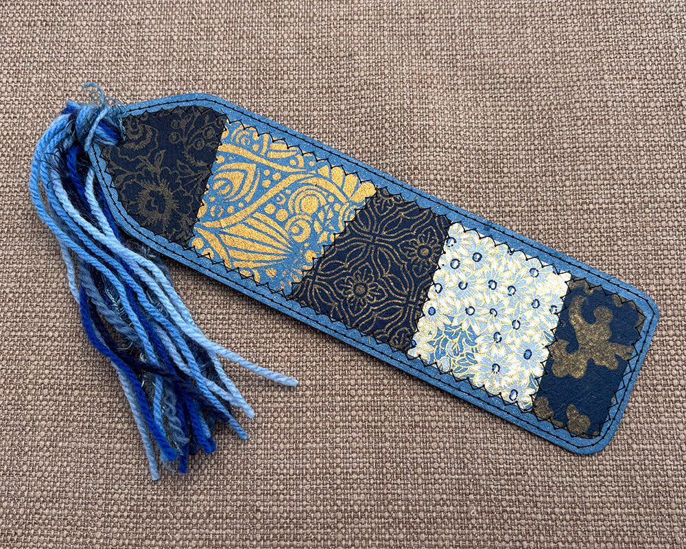 Patchwork Bookmark - Blue