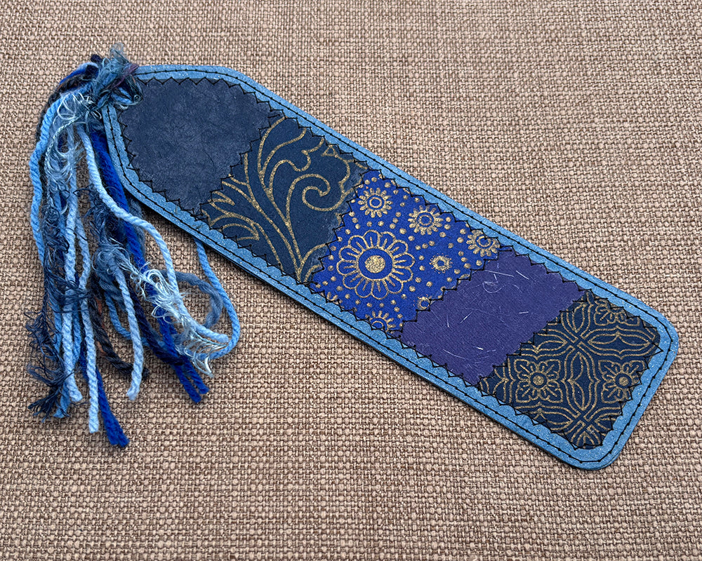 Patchwork Bookmark - Blue