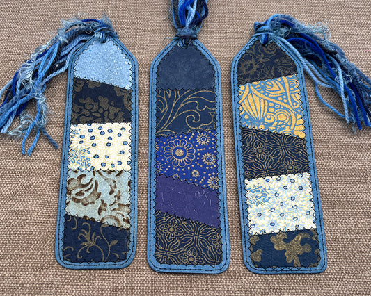 Patchwork Bookmark - Blue