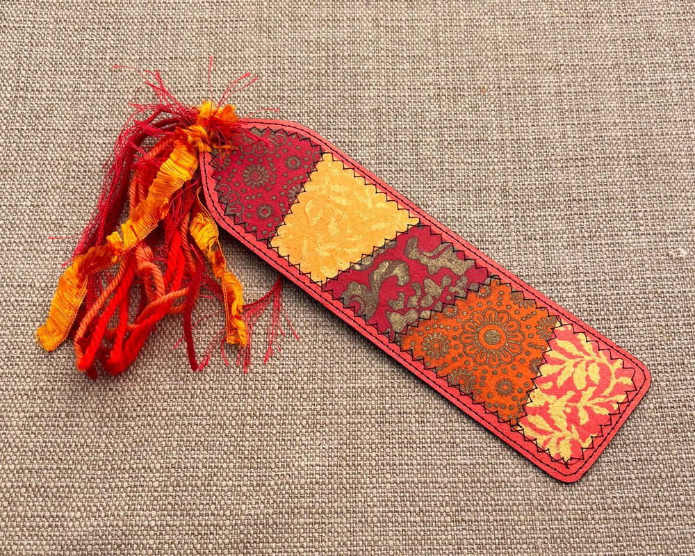 Patchwork Bookmark Red