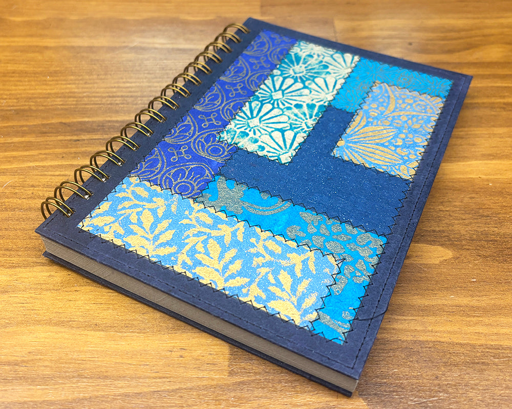 A5 Patchwork Notebook Blue