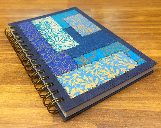 A5 Patchwork Notebook Blue