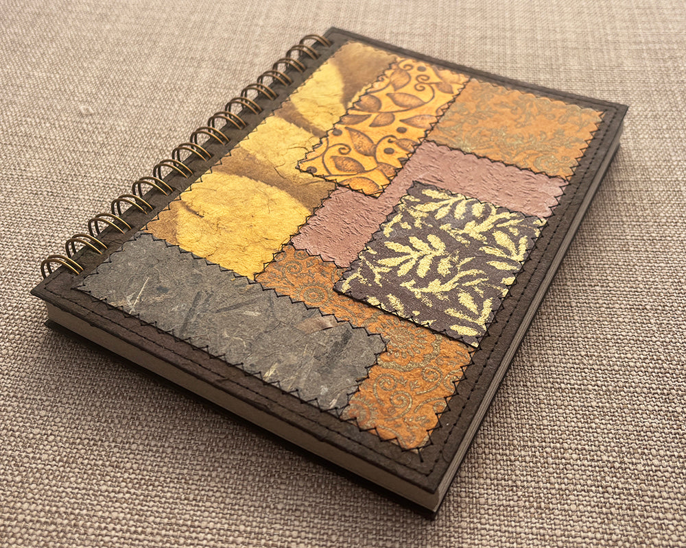 A5 Patchwork Notebook Brown