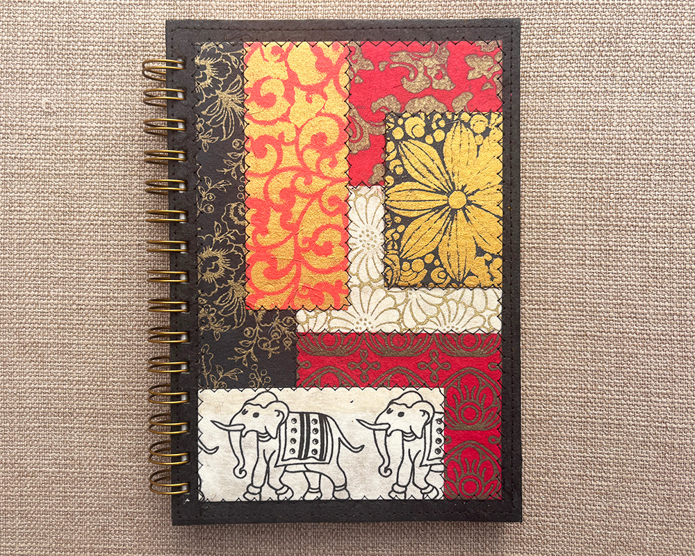 A5 Patchwork Notebook Red & Black