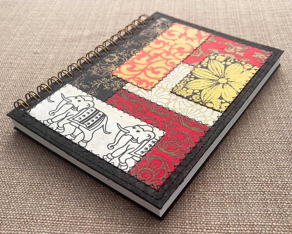 A5 Patchwork Notebook Red & Black