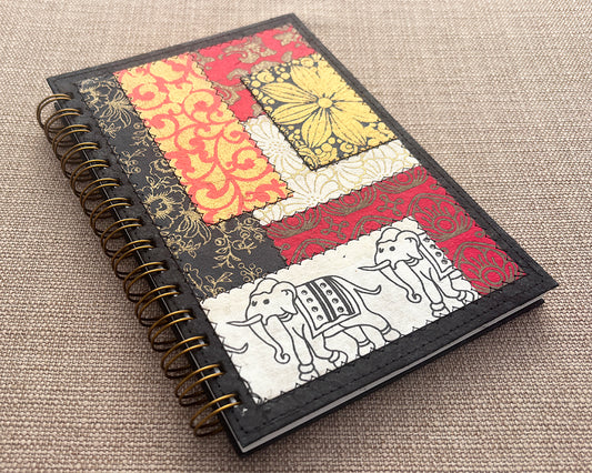 A5 Patchwork Notebook Red & Black
