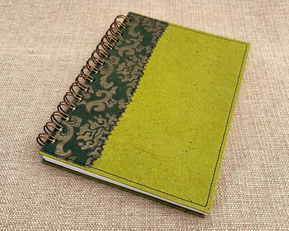 front cover of green handmade spiral notebook