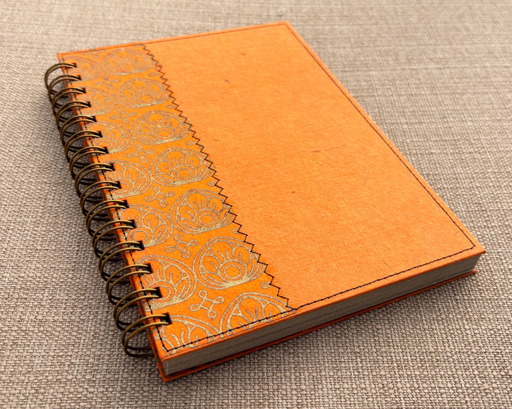 orange handmade spiral notebook