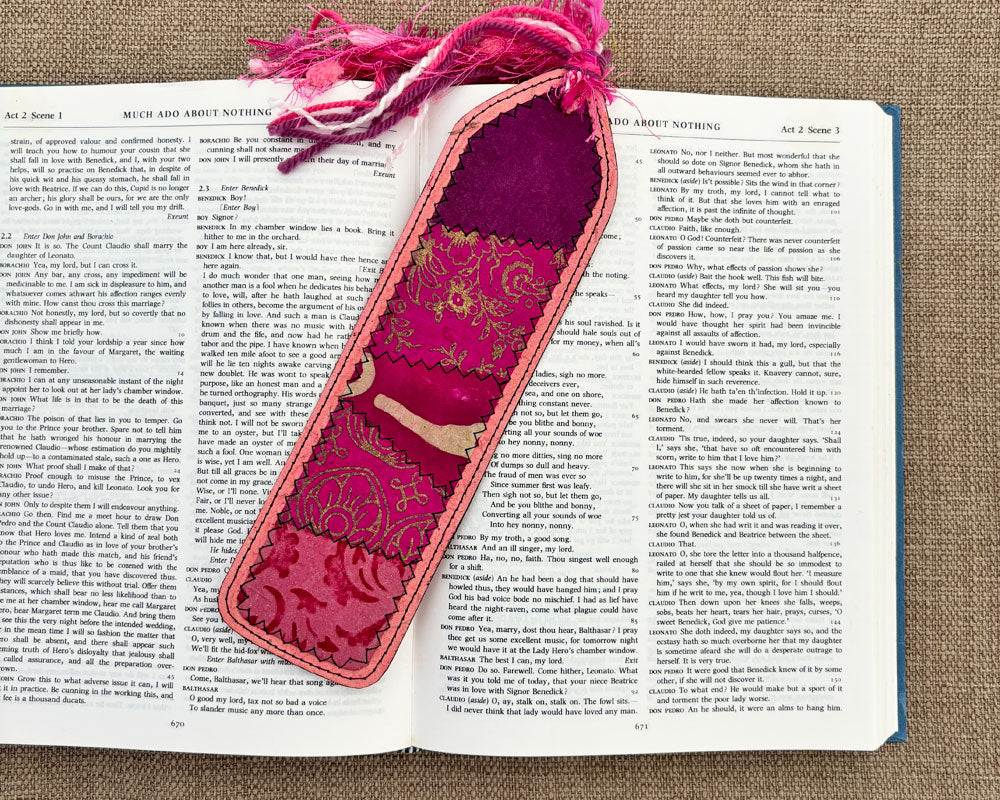 Patchwork Bookmark - Pink