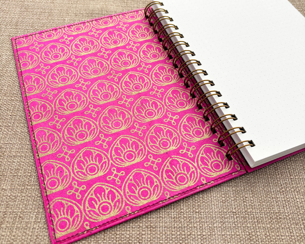 inside pink lotus flower spiral notebook
