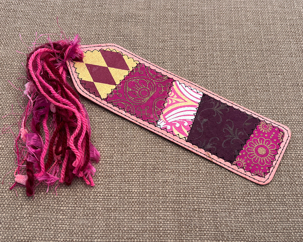 Patchwork Bookmark - Pink