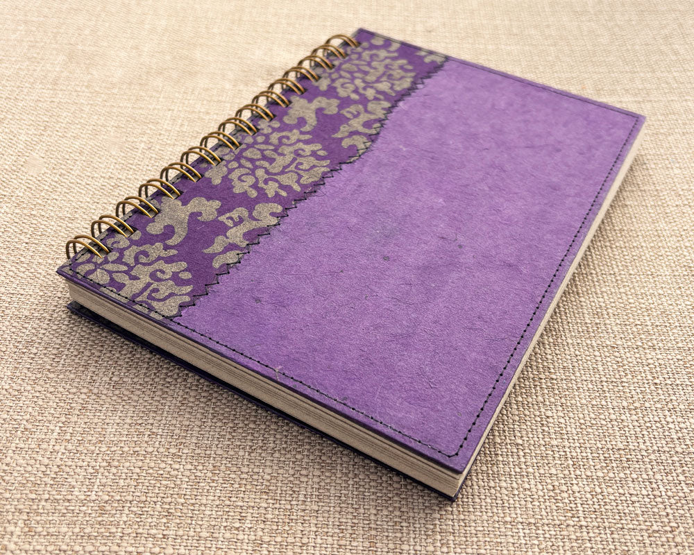 purple and gold handmade spiral notebook