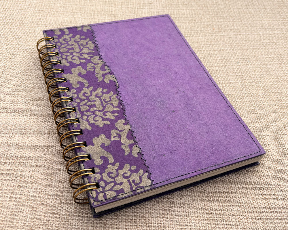 handmade a5 spiral notebook with purple cover