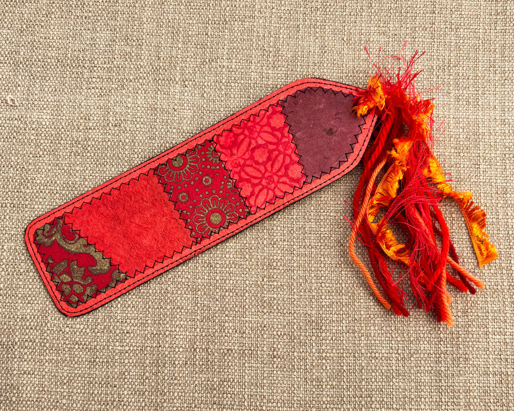 Patchwork Bookmark Red
