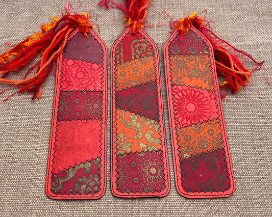 Patchwork Bookmark Red