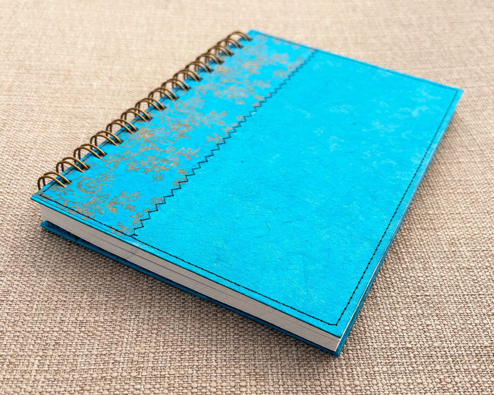 turquoise and gold handmade spiral notebook